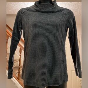 Karen Scott Sport Top with Turtle/Cowl Neck - Dark Gray - Size Small